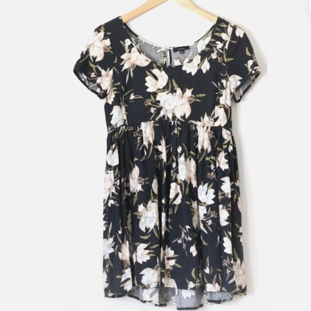 Talula Aritzia Womens Skater Dress Bayberry Babydoll Floral Black